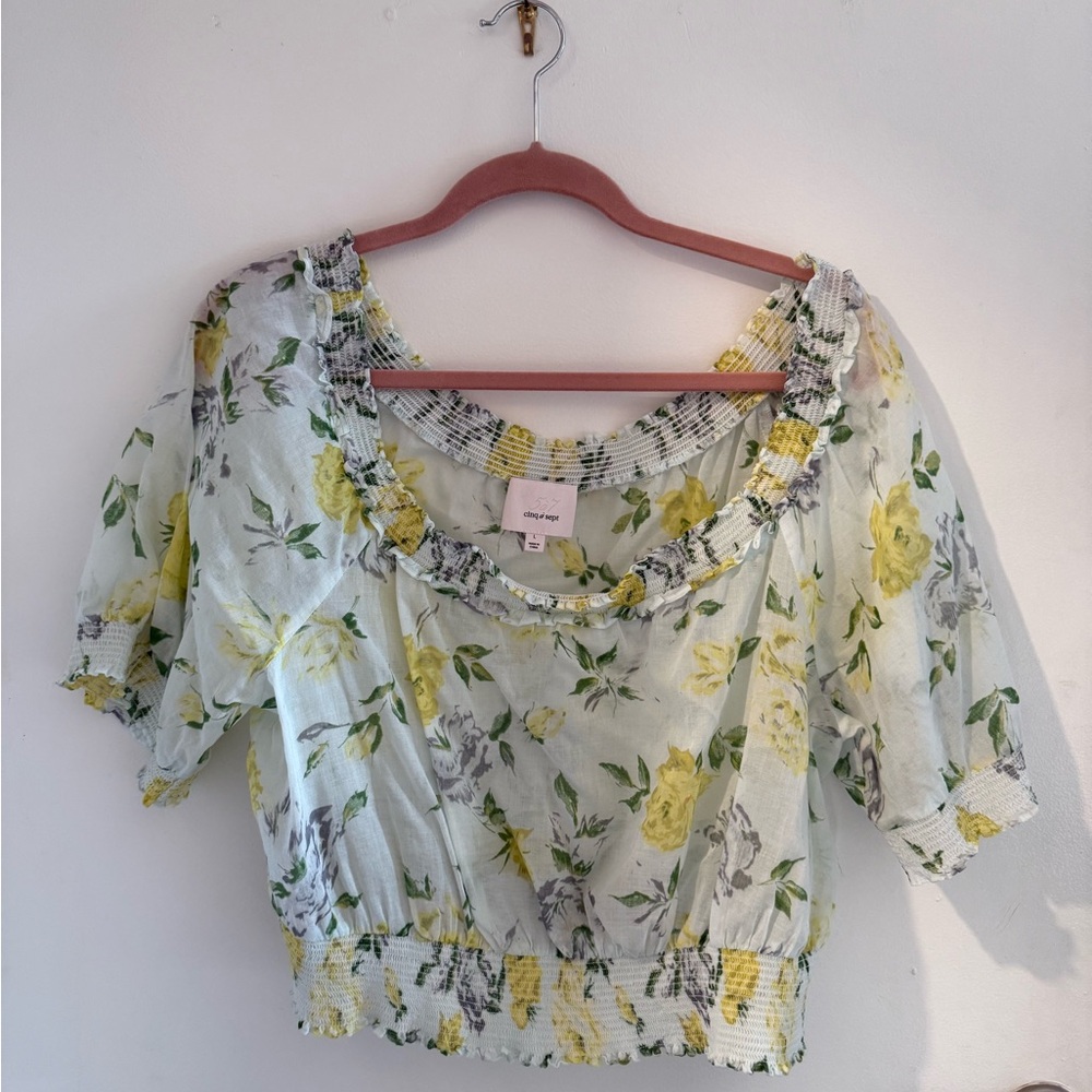 Cinq à Sept Floral Print Scoop Neck Blouse